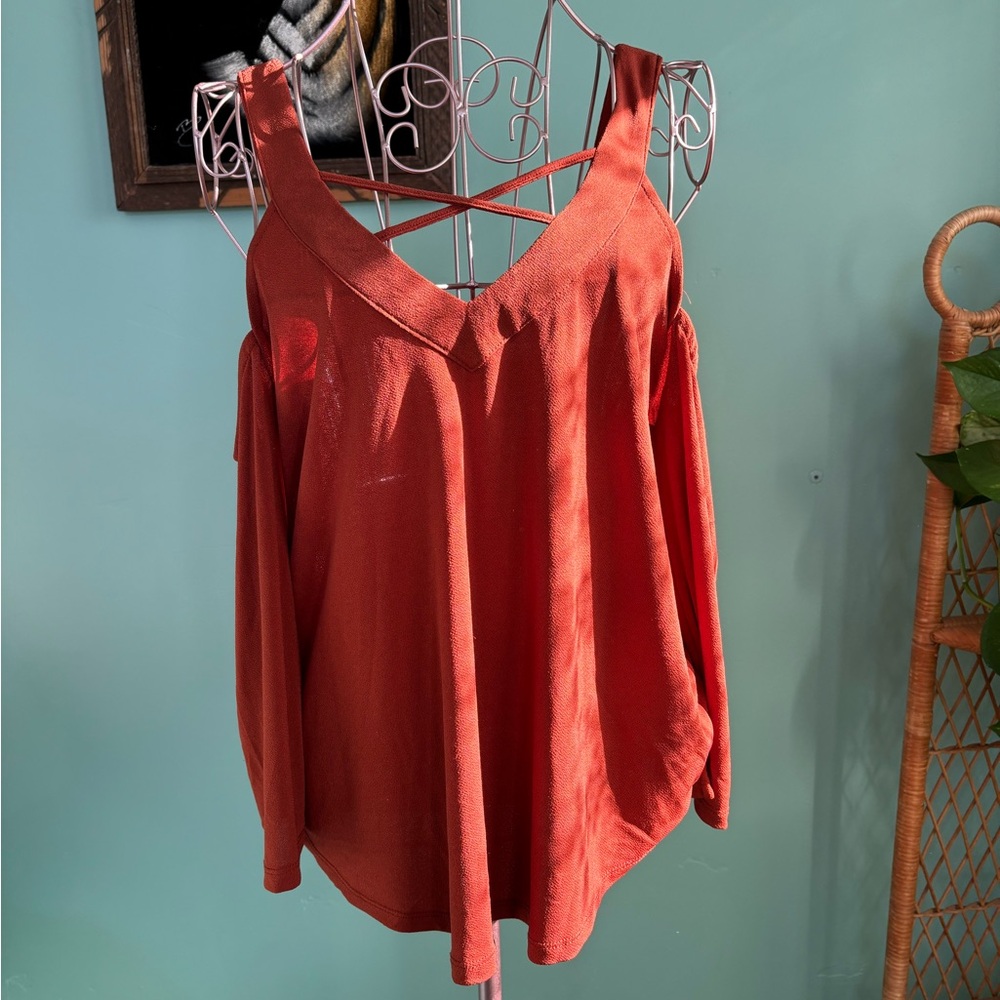 Burnt Red Off the Shoulder Top